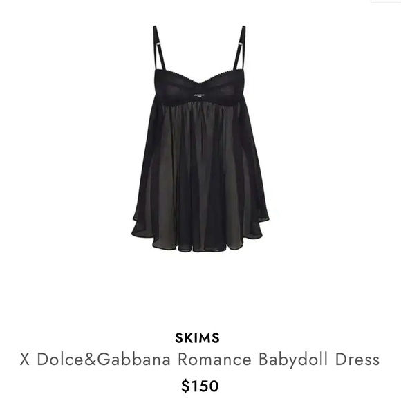 SKIMS Other - SKIMS Black Babydoll Dress